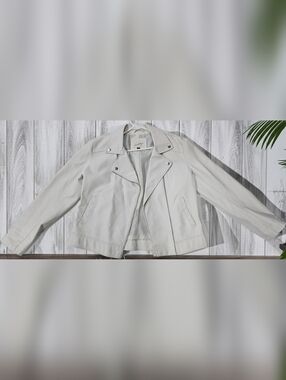 Universal Thread Women's Off-White Faux Leather Moto Jacket